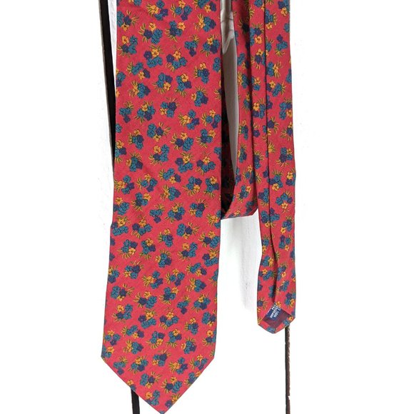 Vintage GAP red blue floral cotton neck tie - Picture 2 of 5